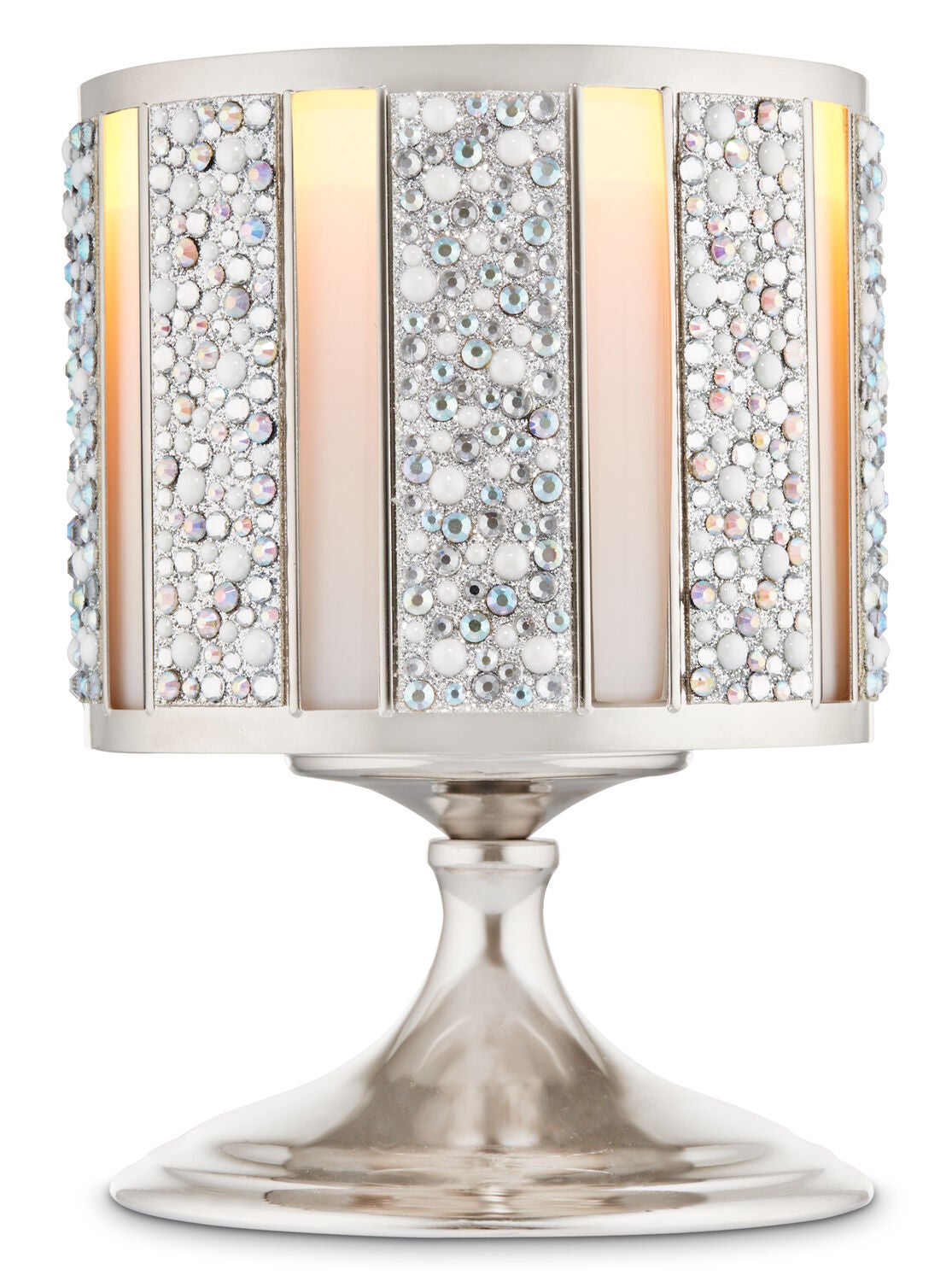 gem pearls striped pedestal 3 wick candle holder bath body works bath and body works candle holders