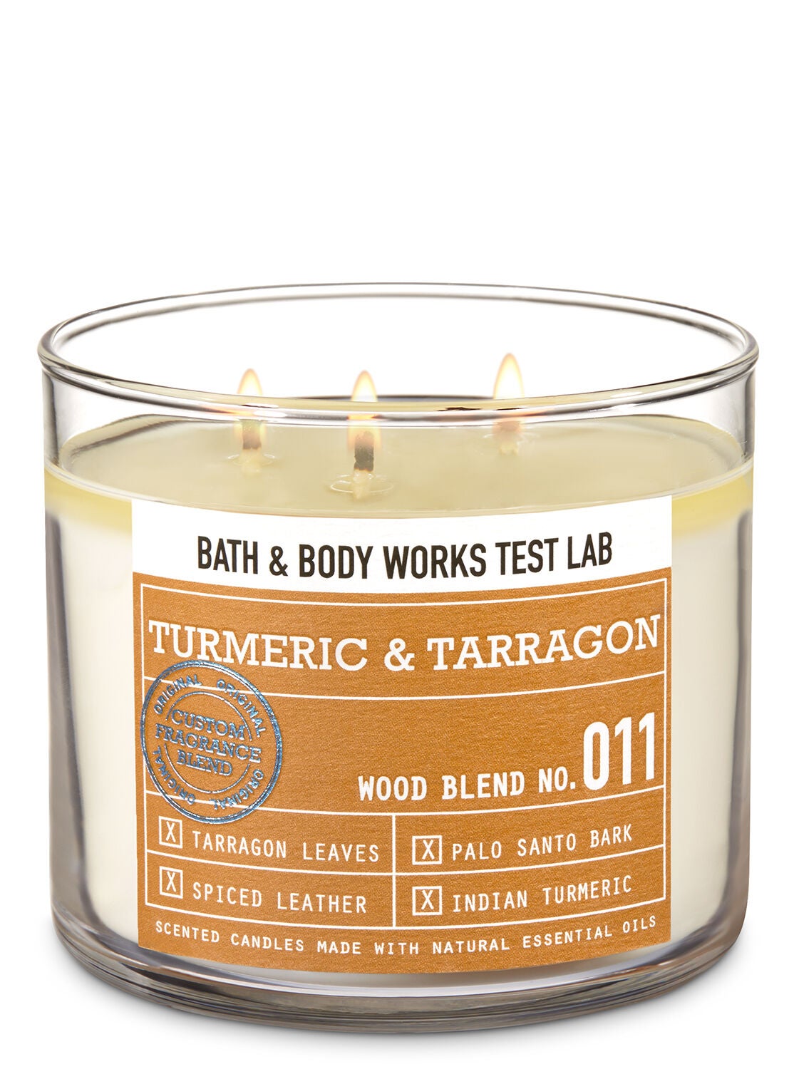 bath body works test lab blend no 011 turmeric tarragon 3 wick bath and body works orange ginger candle