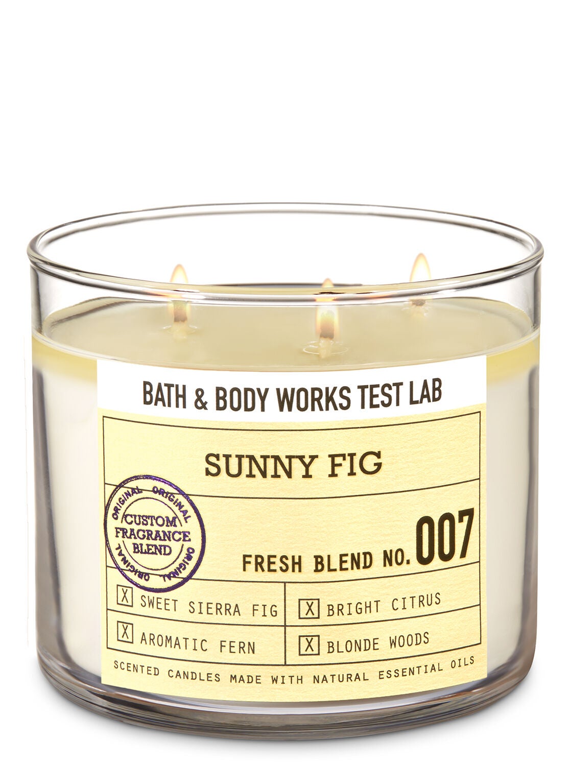 bath body works test lab blend no 007 sunny fig 3 wick candle bath and body works fig