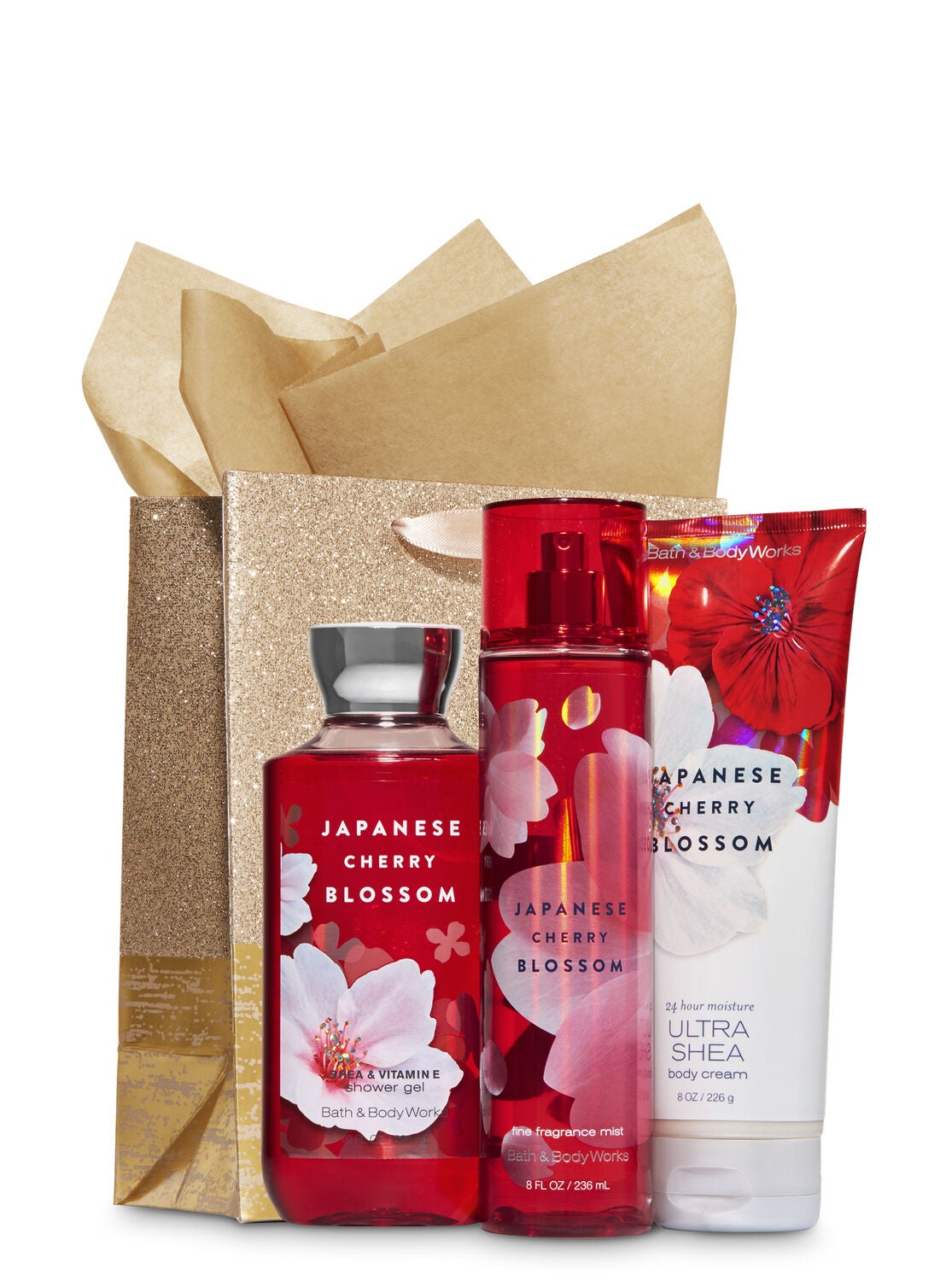 Japanese Cherry Blossom Gold Glitter Gift Kit - Bath And Body Works