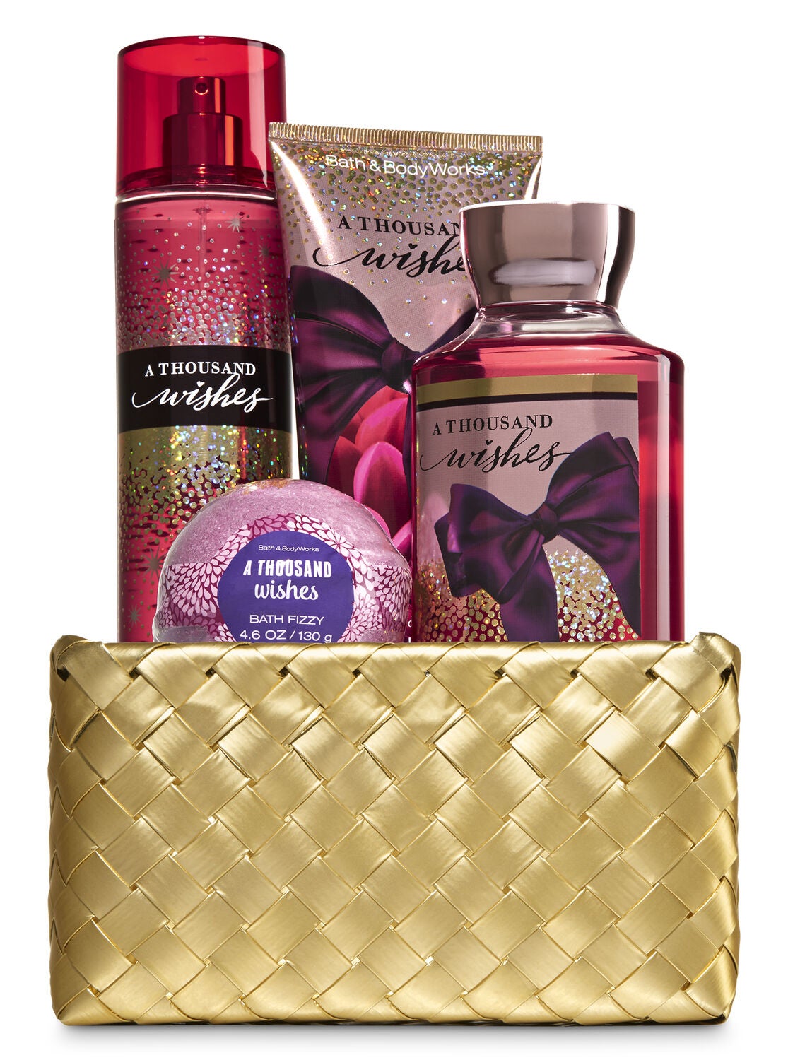 A Thousand Wishes Gold Woven Basket Gift Kit - Bath And Body Works