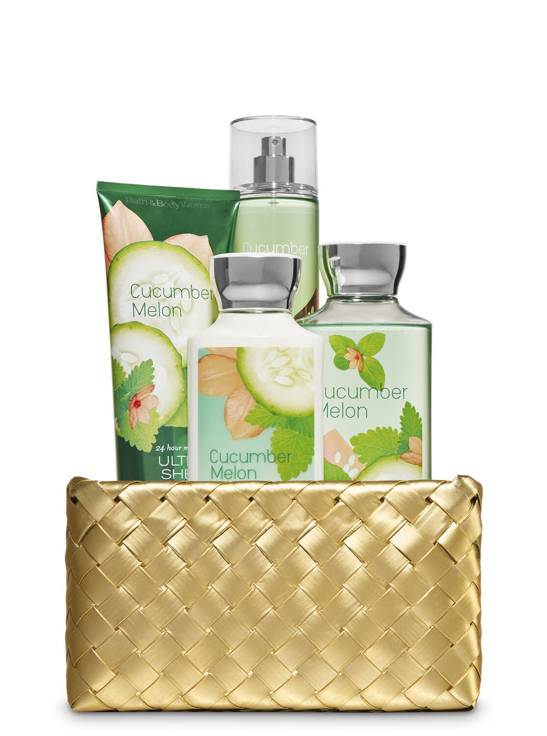 Cucumber Melon Gold Woven Basket Gift Kit - Bath And Body Works