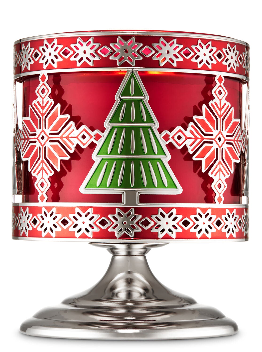 Evergreen Fair Isle Pedestal 3-Wick Candle Holder - Bath And Body Works