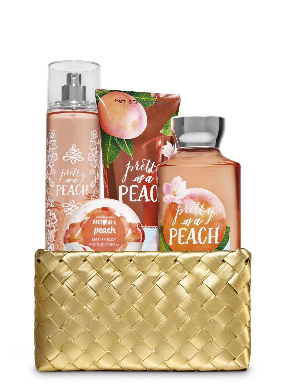 Pretty as a Peach Gold Woven Basket Gift Kit - Bath And Body Works