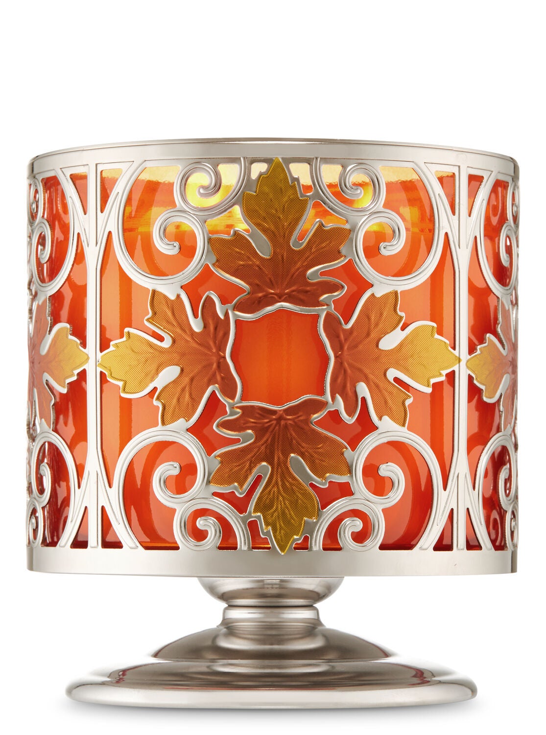 Fall Leaf Scroll Pedestal 3-Wick Candle Holder - Bath And Body Works