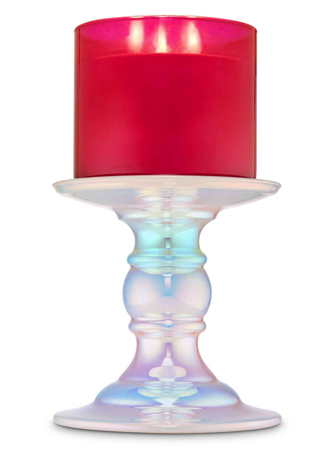 candle pedestal iridescent wick holder