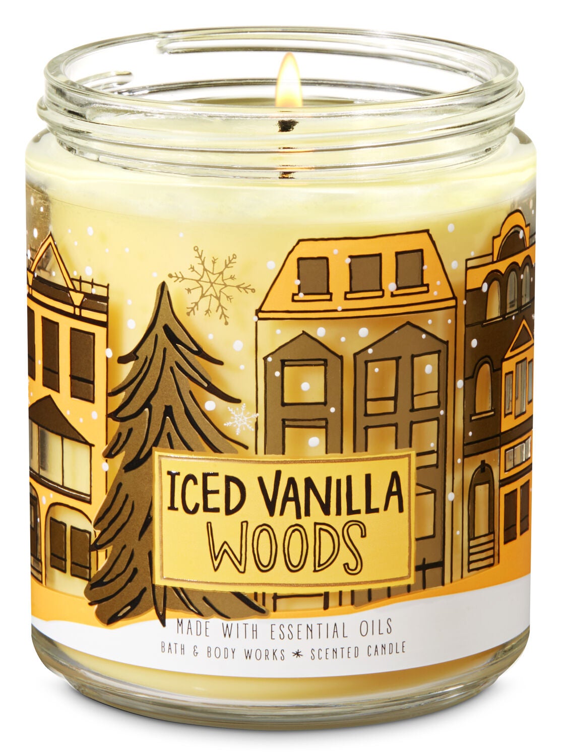 Iced Vanilla Woods Single Wick Candle - Bath And Body Works