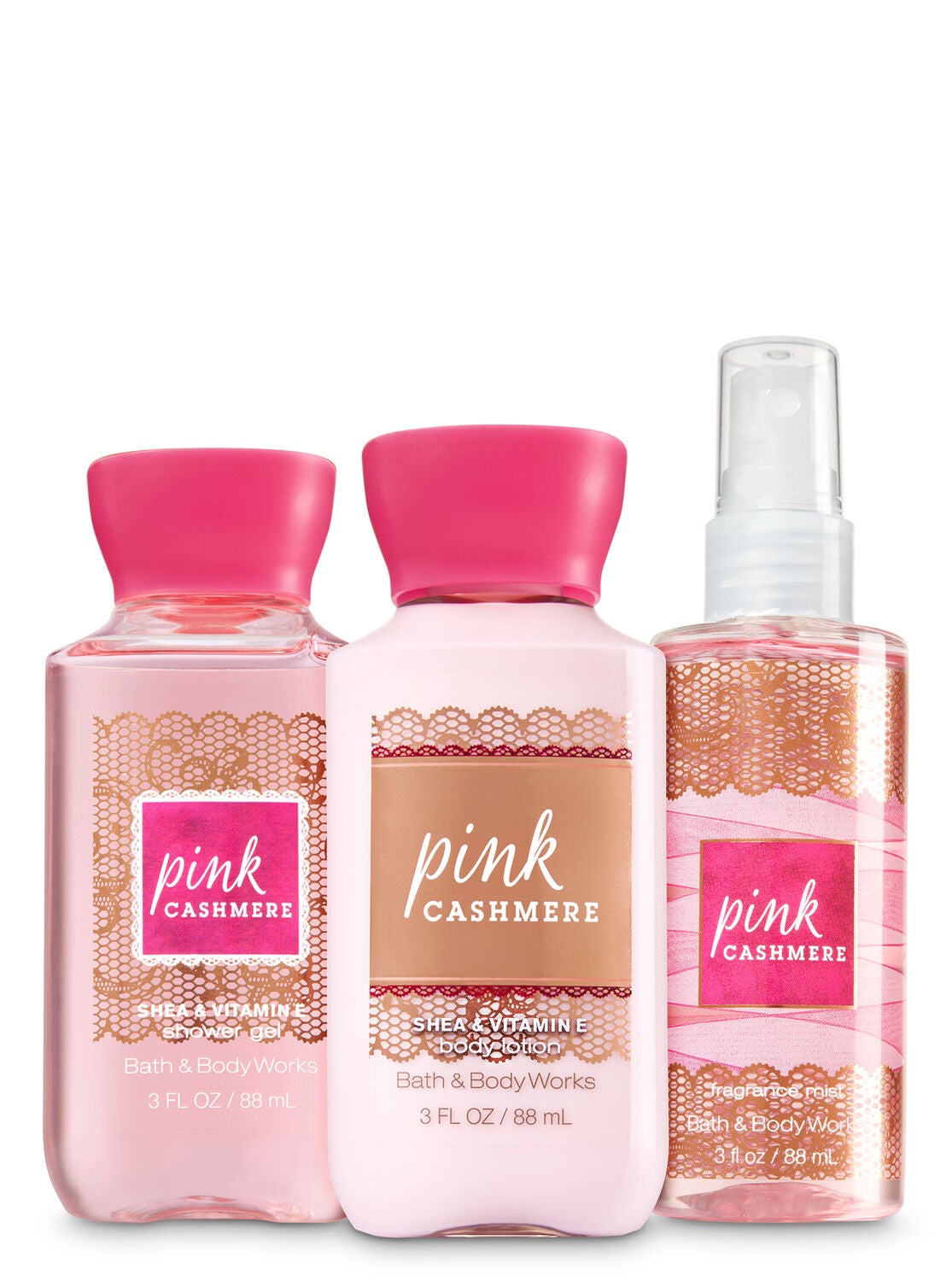 Signature Collection Pink Cashmere Travel Size Daily Trio - Bath And Body Works