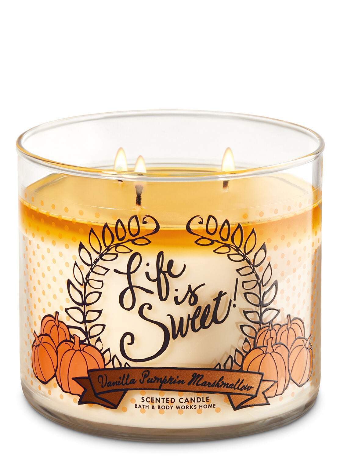 Vanilla Pumpkin Marshmallow 3-Wick Candle - Bath And Body Works