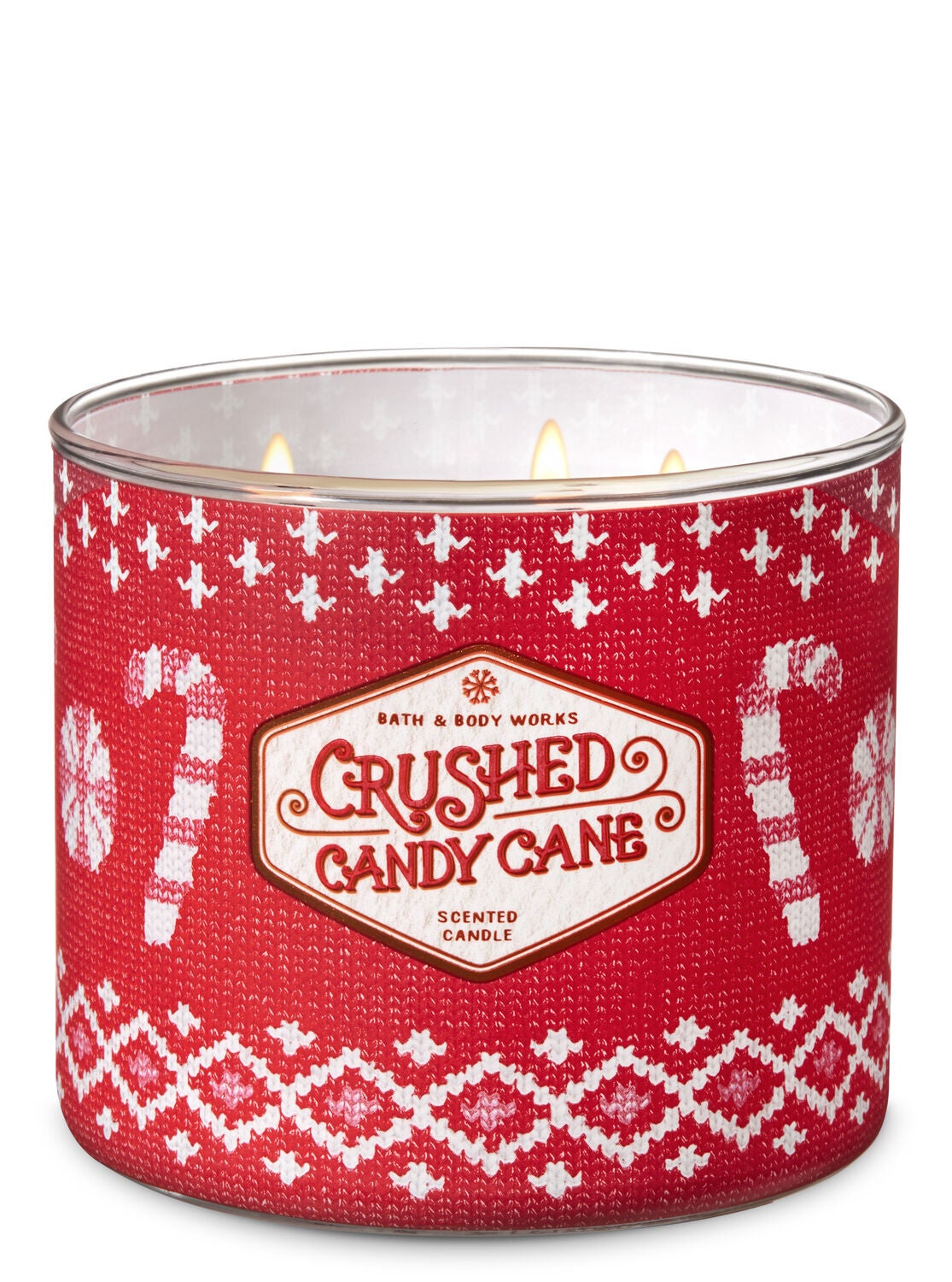 Crushed Candy Cane 3-Wick Candle - Bath And Body Works
