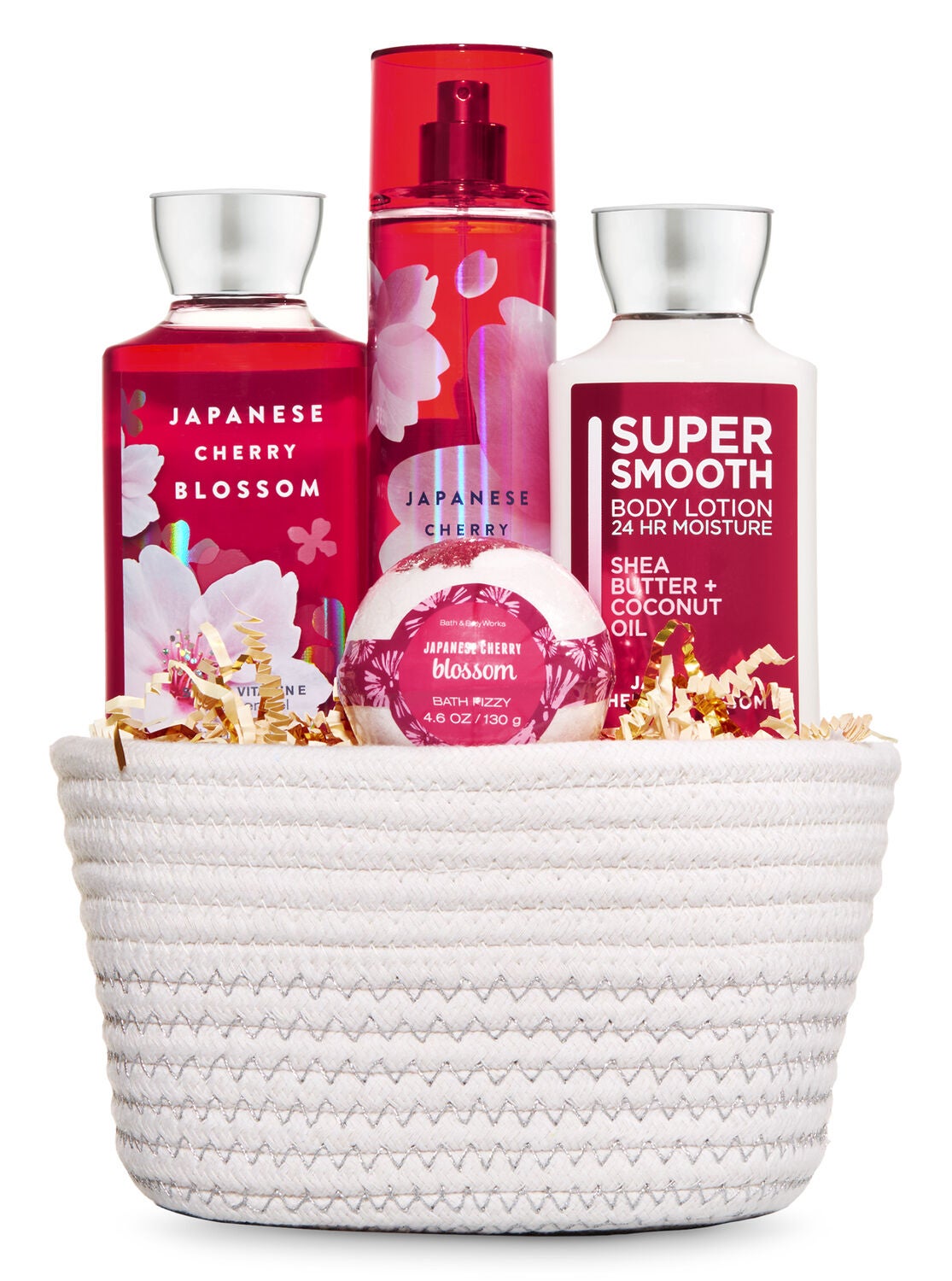 Japanese Cherry Blossom White Basket Gift Set - Bath And Body Works