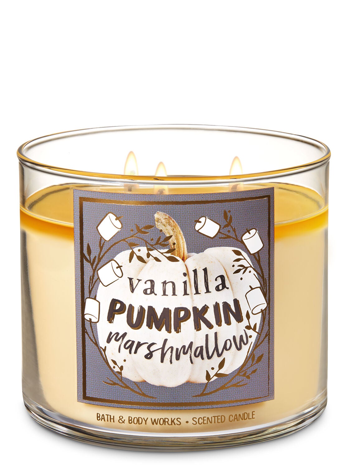 Vanilla Pumpkin Marshmallow 3-Wick Candle - Bath And Body Works