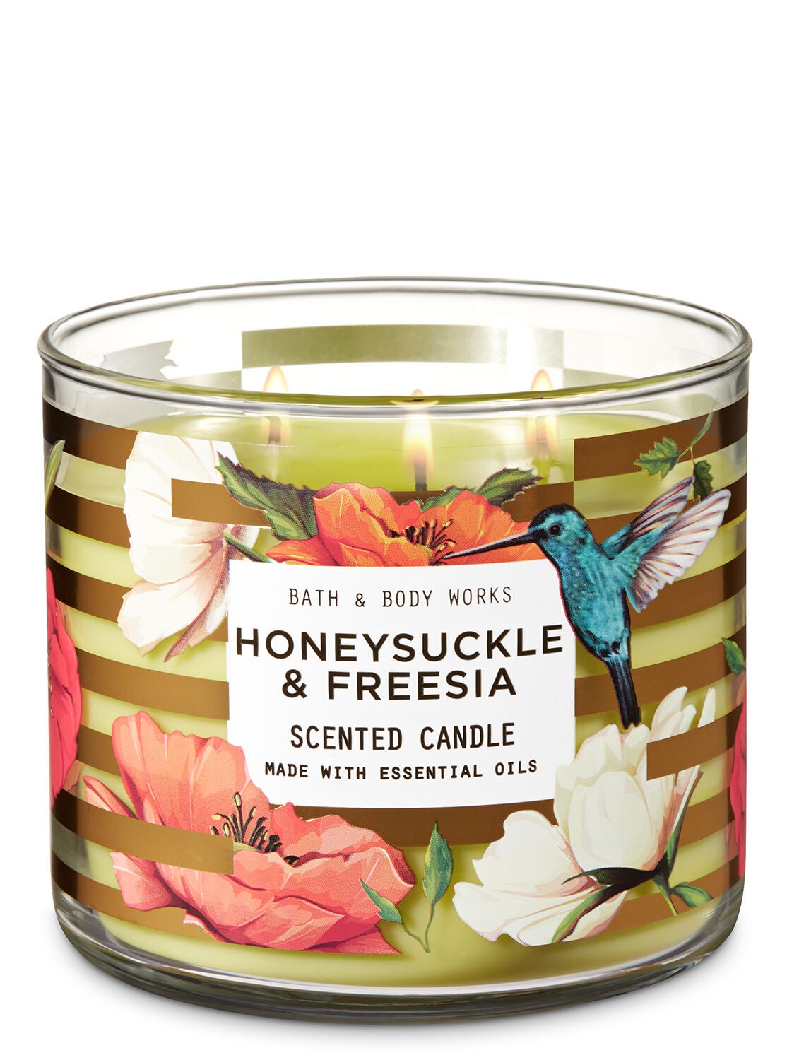 Honeysuckle & Freesia 3-Wick Candle - Bath And Body Works