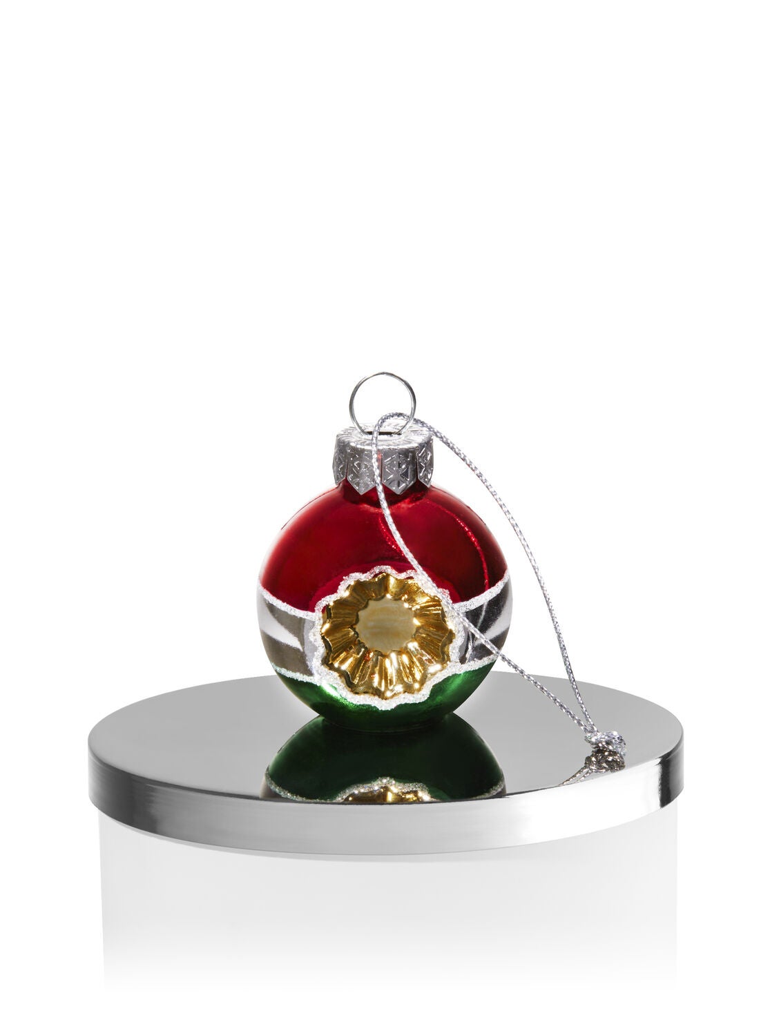 Red, Silver & Green Ornament 3-Wick Candle Magnet - Bath And Body Works