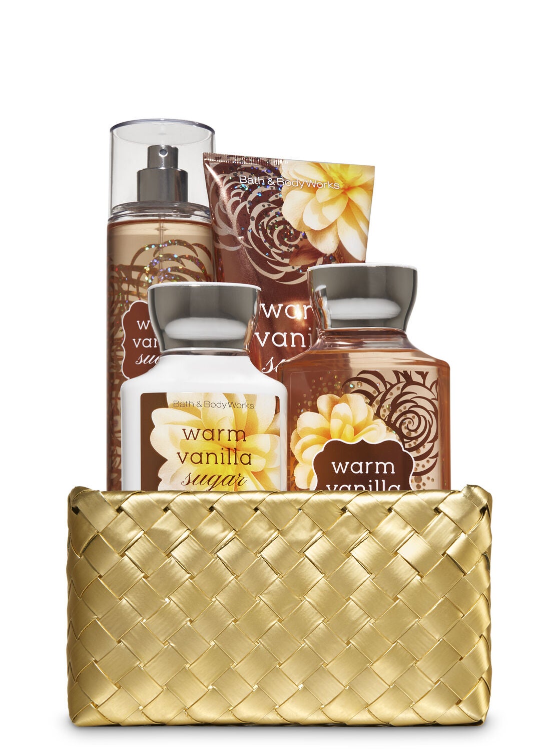 Warm Vanilla Sugar Gold Woven Basket Gift Kit - Bath And Body Works