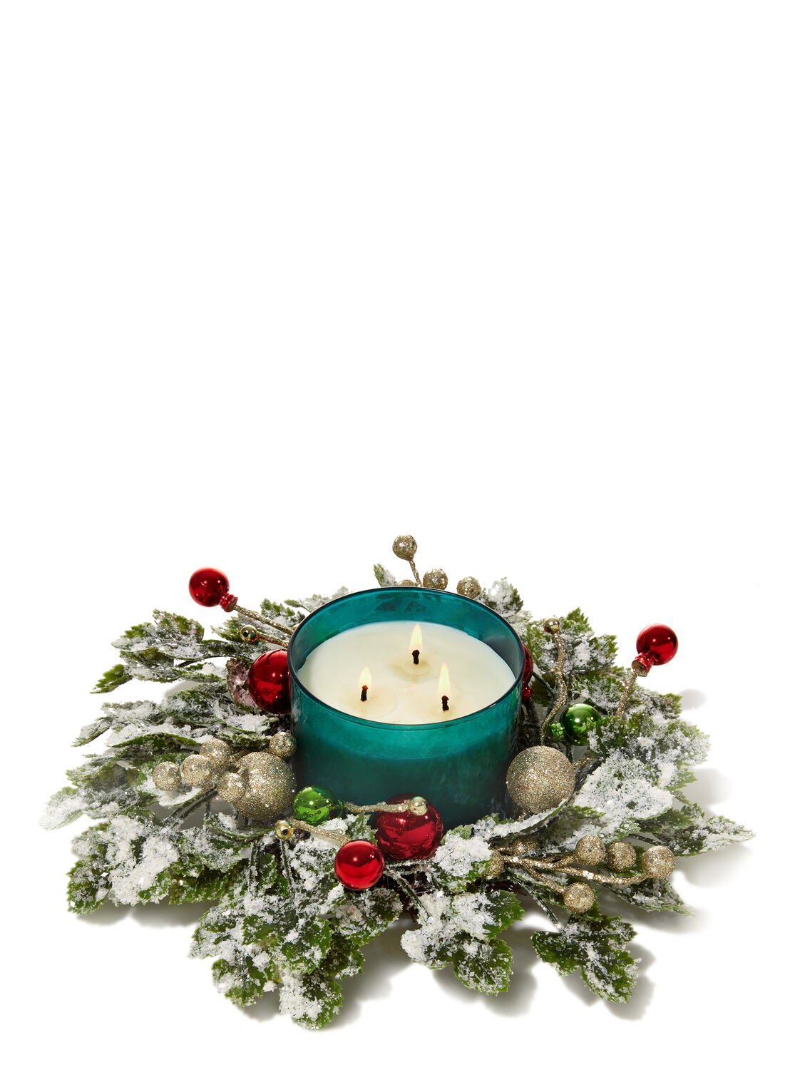 Traditional Christmas Frosted Ivy 3-Wick Candle Ring - Bath And Body Works