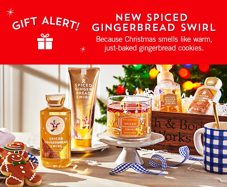 Gift Alert! New Spiced Gingerbread Swirl. Because Christmas smells like warm, just-baked gingerbread cookies.