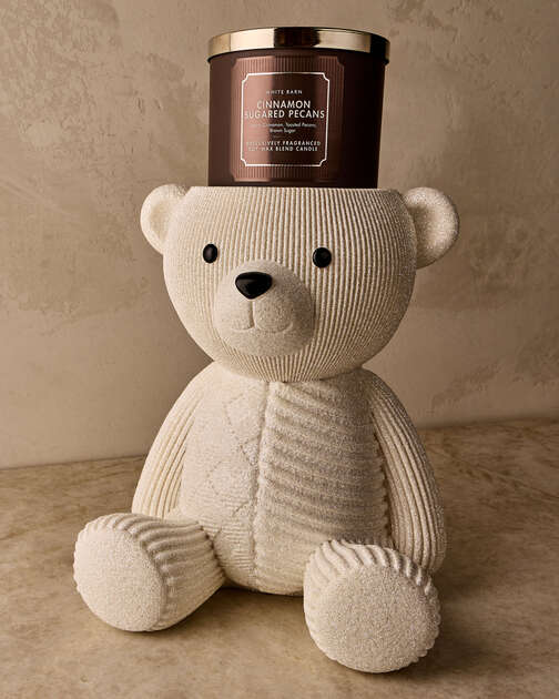 Holiday Bear Pedestal 3-Wick Candle Holder