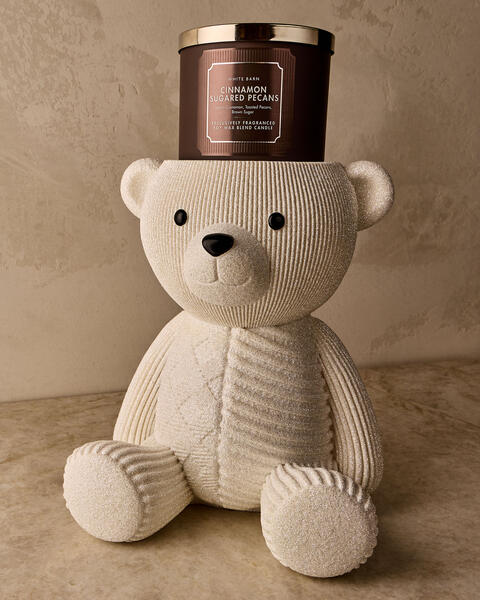 Holiday Bear Pedestal 3-Wick Candle Holder