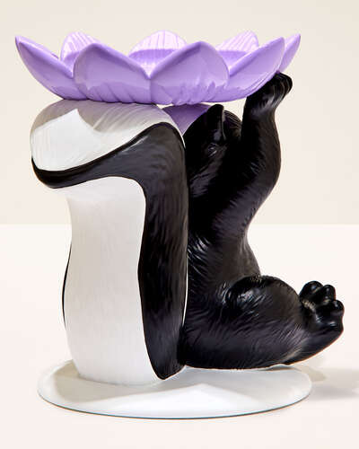 Flowery Skunk Pedestal 3-Wick Candle Holder