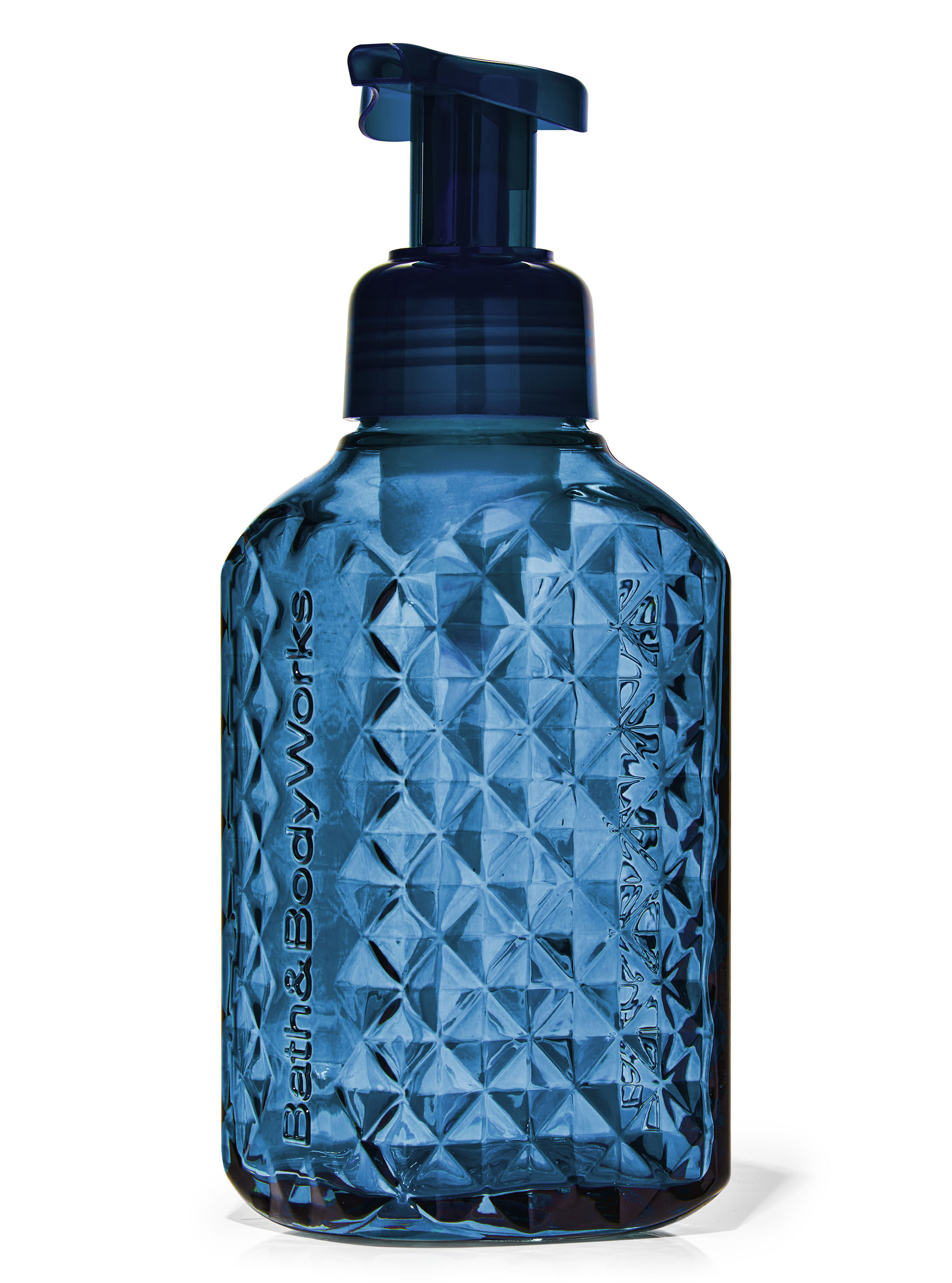 Faceted Blue Glass Gentle & Clean Foaming Hand Soap Dispenser
