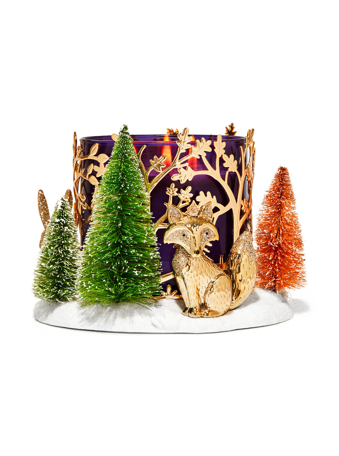 Bath & Body Works 14.5 oz 3-wick Candle Holder Glitter  Snowflake Christmas Tree 