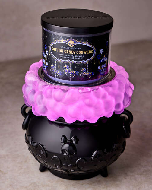 Light-up Color-changing Cauldron Waterglobe 3-Wick Candle Holder