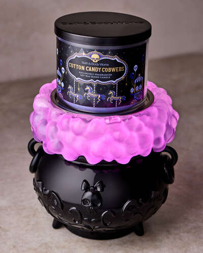 Light-up Color-changing Cauldron Waterglobe 3-Wick Candle Holder