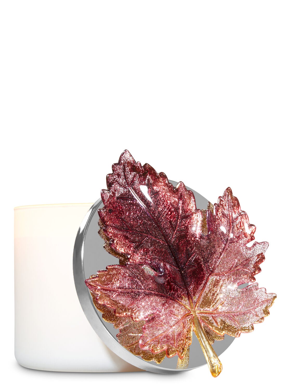 Glittery Burgundy Leaf Candle Magnet - Bath And Body Works