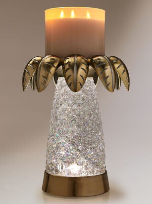 Water Globe Palm Tree 3-Wick Candle Holder