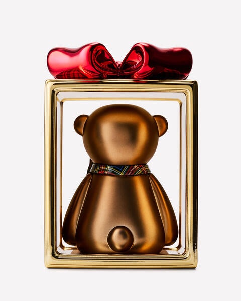Teddy Bear Present Pedestal 3-Wick Candle Holder