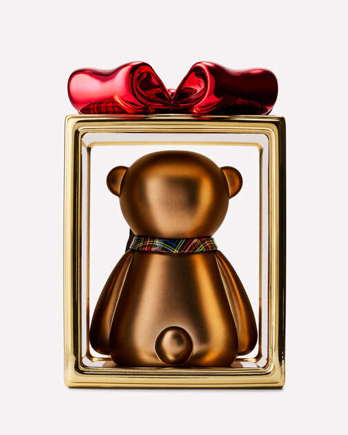 Teddy Bear Present Pedestal 3-Wick Candle Holder