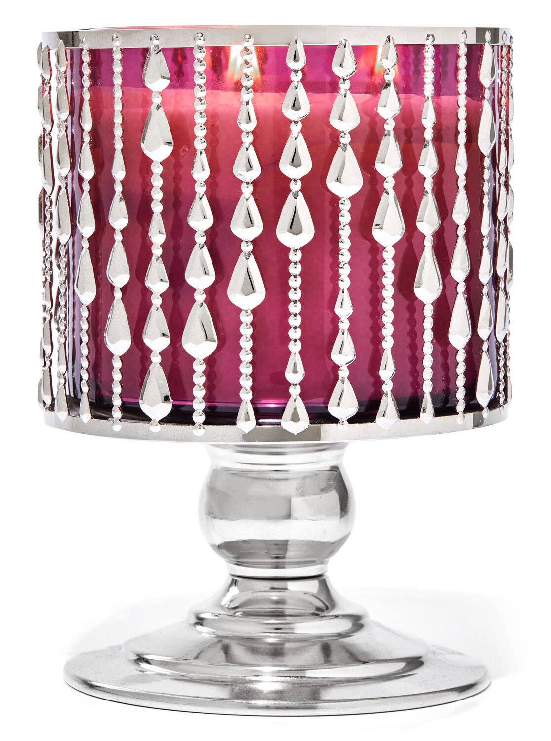 Bath Body Works NORDIC VILLAGE GLASS PEDESTAL 3-Wick Large Candle Holder 14.5 oz 