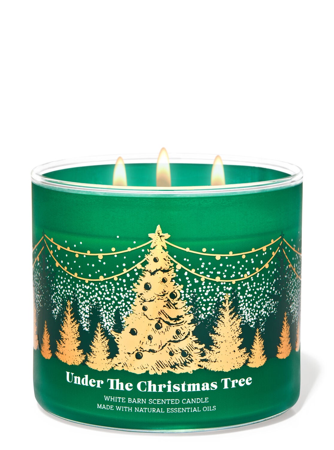 Bath And Body Works 2022 Candle Christmas Scents Under The Christmas Tree 3-Wick Candle - White Barn | Bath & Body Works