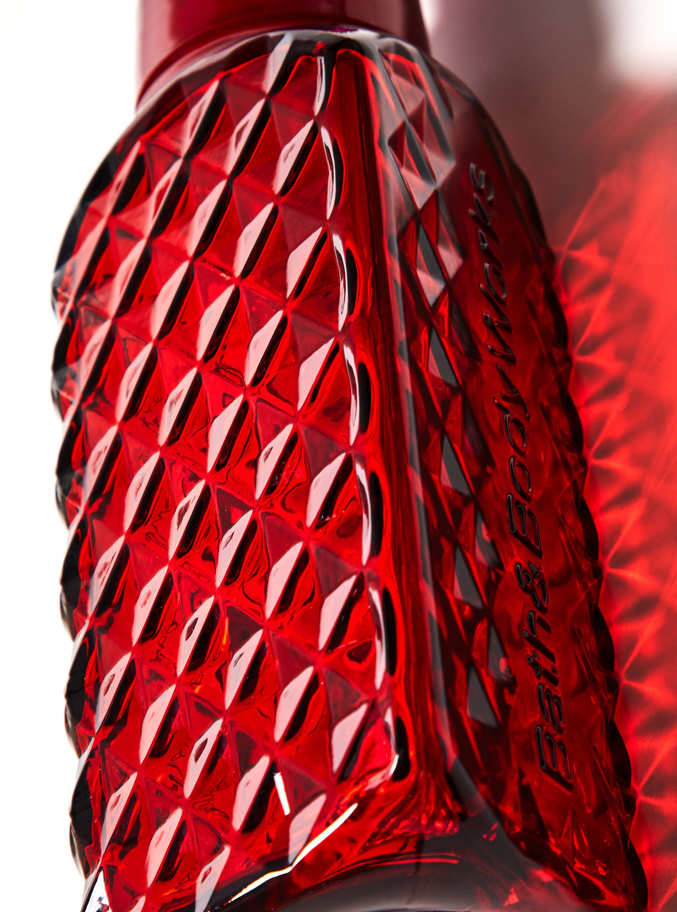 Faceted Red Glass Gentle Clean Foaming Hand Soap Dispenser