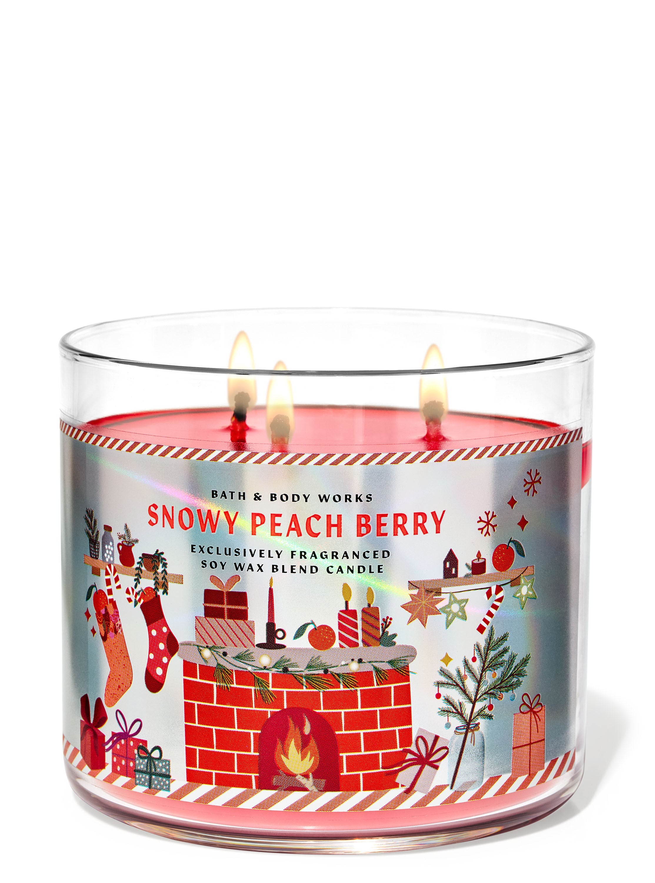 Snowy Peach Berry 3 Wick Candle Bath Body Works