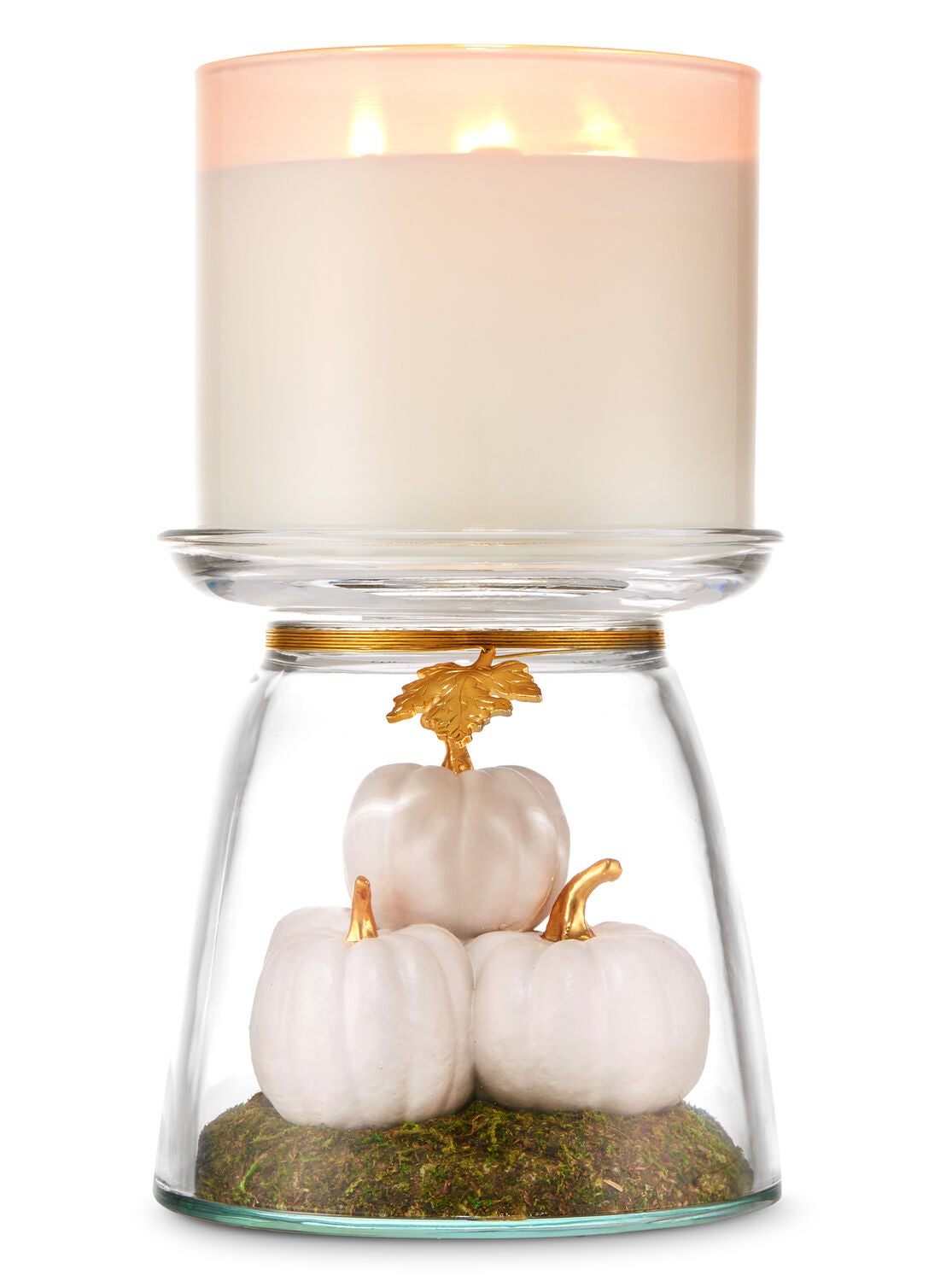 White Pumpkin Pedestal 3 Wick Candle Holder Bath Body Works