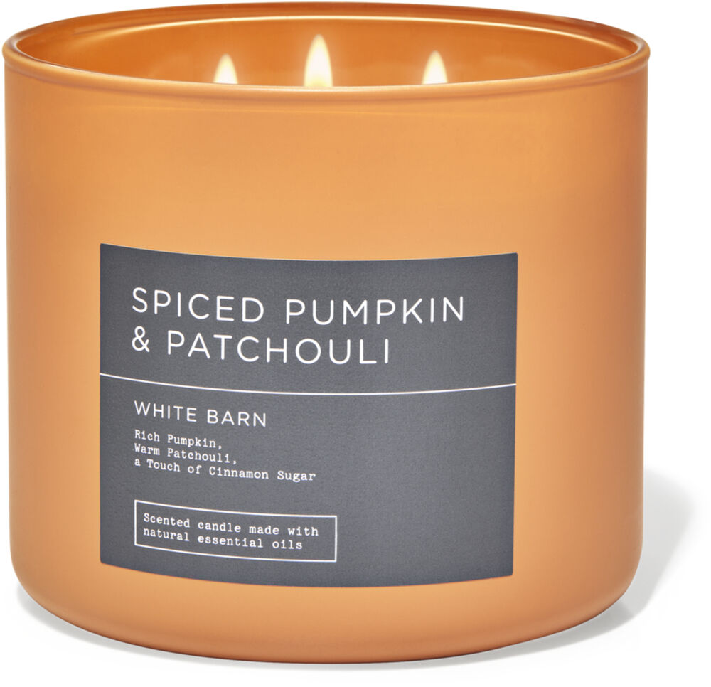1 Bath & Body Works CARAMEL WOODS Scented Large 3-Wick Candle LEAF PRINT 