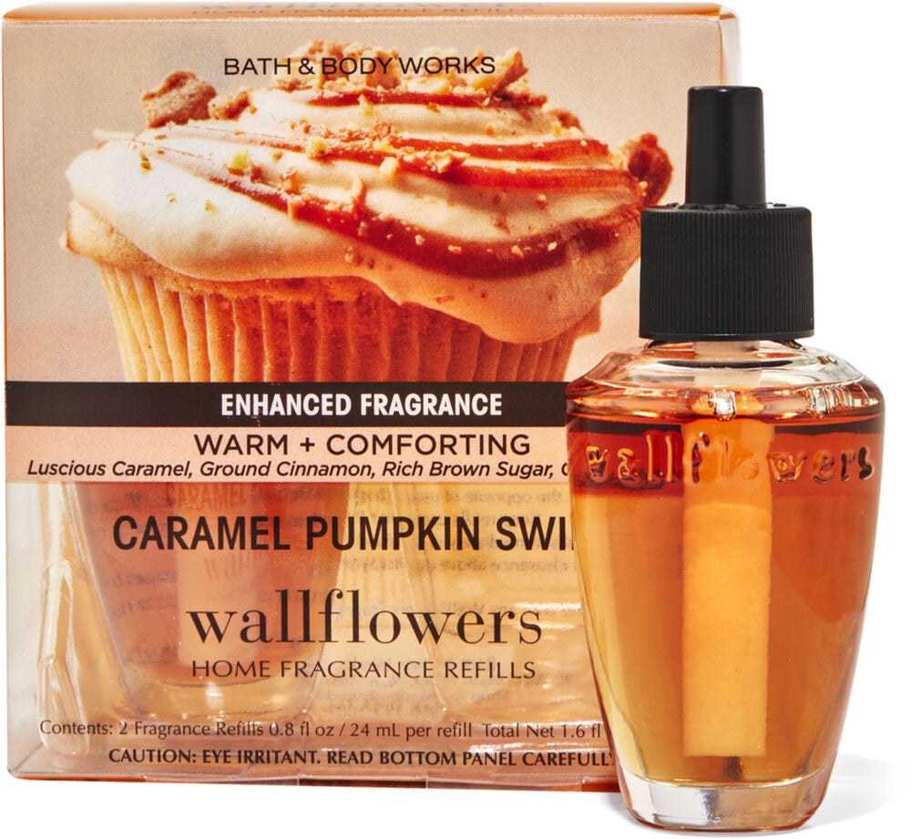 5 x CARAMEL PUMPKIN SWIRL BATH & BODY WORKS WALLFLOWERS REFILL BULBS LOT D28 