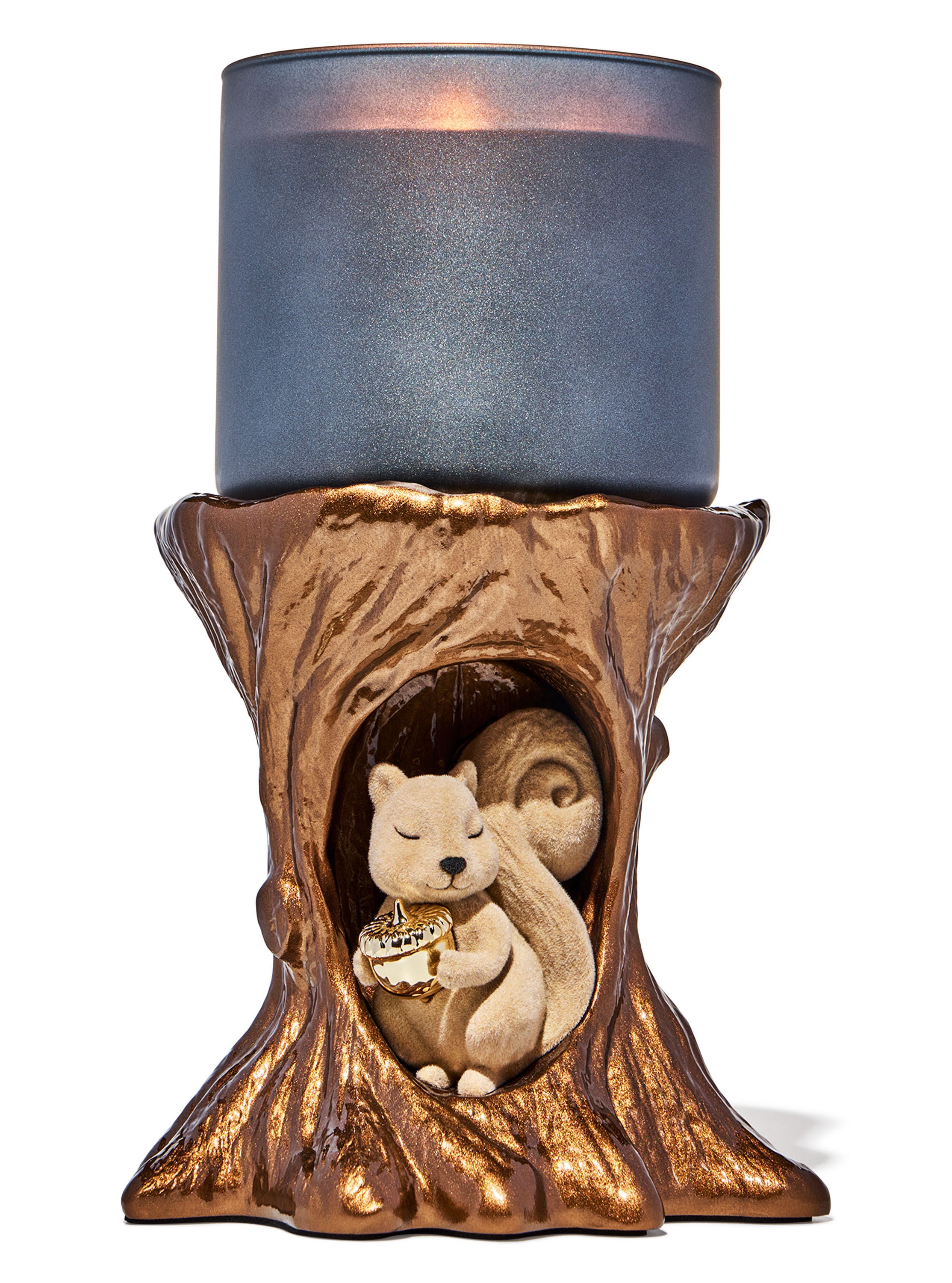 Squirrel in Tree 3-Wick Candle Holder