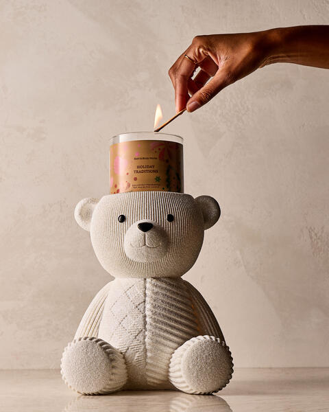 Holiday Bear Pedestal 3-Wick Candle Holder