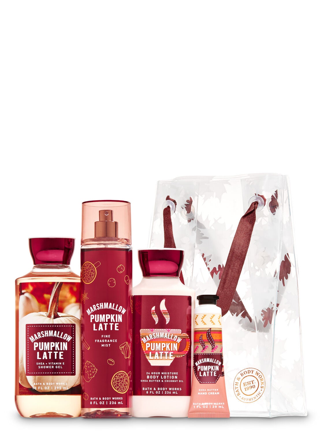 Marshmallow Pumpkin Latte Leaf Gift Bag Set Bath Body Works