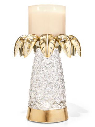 Water Globe Palm Tree 3-Wick Candle Holder