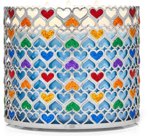 Glitter Hearts 3-Wick Candle Holder