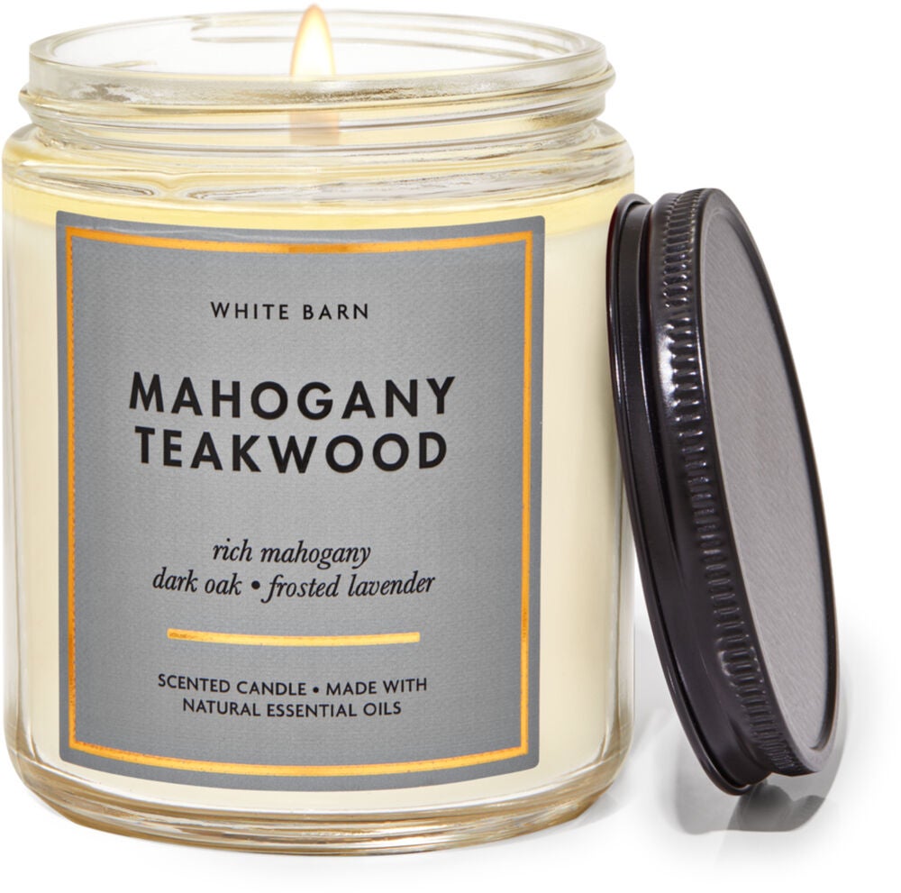 Mahogany Teakwood Mason Single Wick Candle