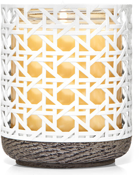 White Caned Single Wick Candle Holder
