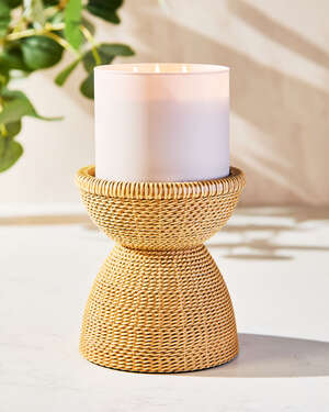 Woven Pedestal  3-Wick Candle Holder