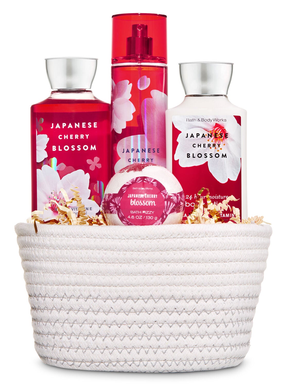 Japanese Cherry Blossom White Basket Gift Set - Bath And Body Works