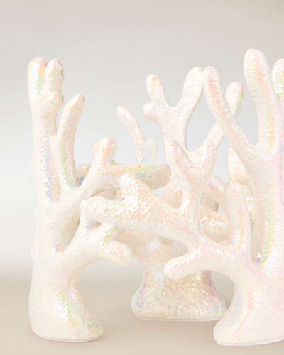 Iridescent Coral Pedestal 3-Wick Candle Holder