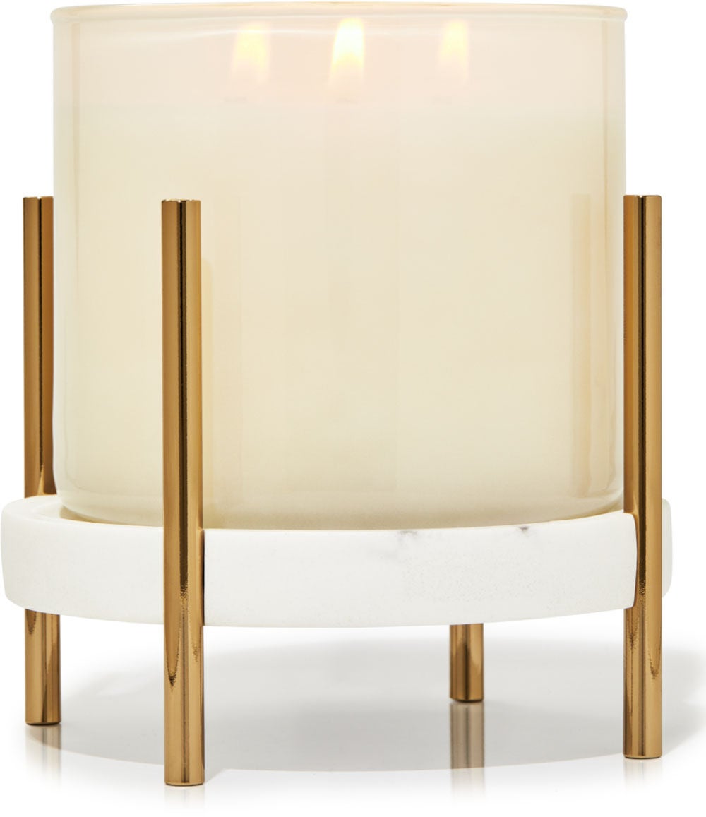 Mixed Material Pedestal 3-Wick Candle Holder